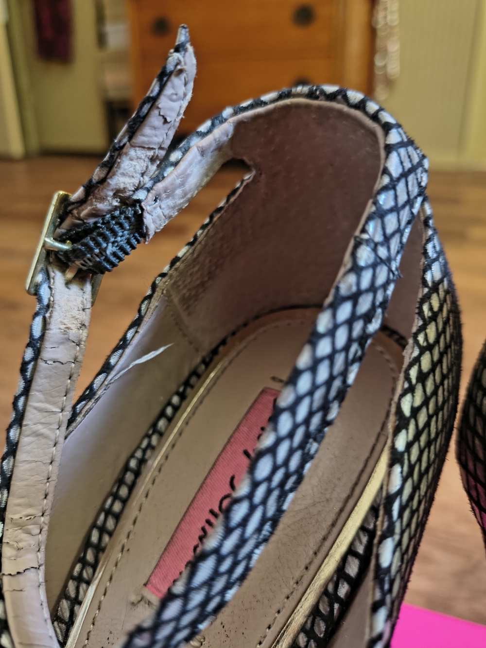 Betsy Johnson Taup/Black Peep-Toe Ankle-Strap Platform Heels - Picture 7 of 10